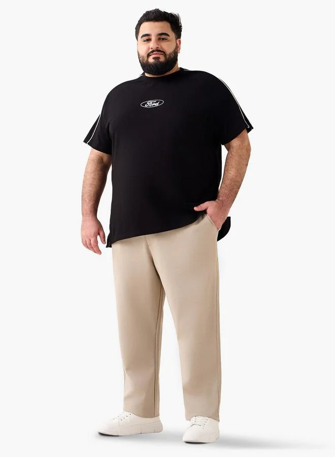 ماكسيم Men Regular Fit Crew Neck Short Sleeves Mustang Ford Print T-shirt